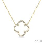 1/4 Ctw Clover Round Cut Diamond Pendant With Chain in 14K Yellow Gold