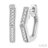 1/8 Ctw Petite Hexagon Round Cut Diamond Fashion Huggies in 10K White Gold