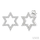 1/6 Ctw Petite Star of David Round Cut Diamond Fashion Stud Earring in 10K White Gold