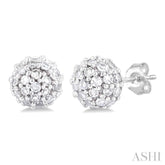 1/5 Ctw Petite Disco Ball Round Cut Diamond Fashion Stud Earring in 10K White Gold