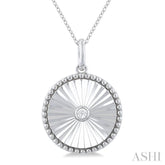 1/20 Ctw Round fluted medallion Round Cut Diamond Pendant With Chain in Sterling Silver