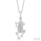 1/6 Ctw Amphibian Petite Frog Round Cut Diamond Fashion Pendant With Chain in 10K White Gold