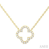 1/8 Ctw Petite Clover Round Cut Diamond Fashion Pendant With Chain in 10K Yellow Gold