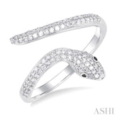 1/3 Ctw Petite Serpent Round Cut Diamond Open Center Fashion Ring in 10K White Gold