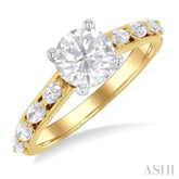 1/2 Ctw Marquise and Round Cut Diamond Semi-Mount Engagement Ring in 14K Yellow and White Gold