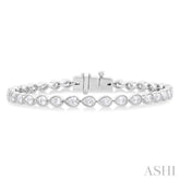 3 1/3 Ctw East-West Bezel Set Pear Cut Diamond Tennis Bracelet in 14K White Gold