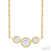 1/4 Ctw Past, Present & Future 3-Stone Bezel Set Round Cut Diamond Necklace in 14K Yellow Gold