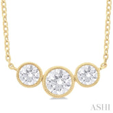 3/4 Ctw Past, Present & Future 3-Stone Bezel Set Round Cut Diamond Necklace in 14K Yellow Gold