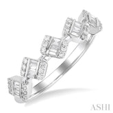 1/3 Ctw Cushion Shape 5-Mount Fusion Baguette and Round Cut Diamond Fashion Ring in 14K White Gold