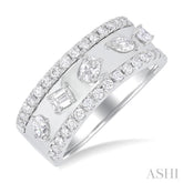 7/8 Ctw 5-Stone Mixed Shape Diamond Fashion Band in 14K White Gold