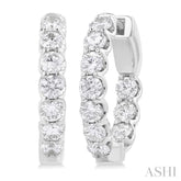 2 Ctw Inside-Out Embellished Round Cut Diamond Hoop Earrings in 14K White Gold