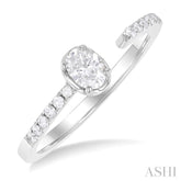 3/8 Ctw Oval and Round Cut Diamond Fashion Open Ring in 14K White Gold