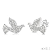 1/6 Ctw Petite Dove Round Cut Diamond Fashion Stud Earring in 10K White Gold