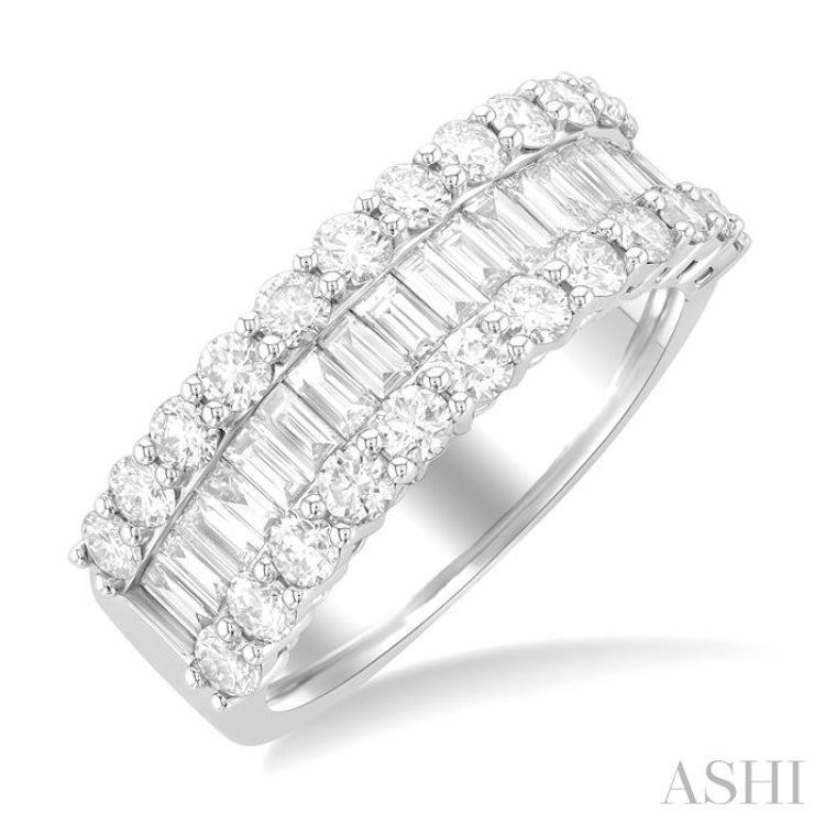 1 3/4 Ctw Channel Set Baguette and Round Cut Diamond Fashion Band in 14K White Gold 1 3/4 Ctw Channel Set Baguette and Round Cut Diamond Fashion Band in 14K White Gold