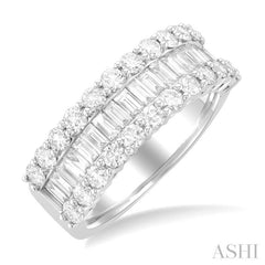 1 3/4 Ctw Channel Set Baguette and Round Cut Diamond Fashion Band in 14K White Gold 1 3/4 Ctw Channel Set Baguette and Round Cut Diamond Fashion Band in 14K White Gold