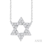 1/4 Ctw Star of David Round Cut Diamond Fashion Pendant With Chain in 14K White Gold