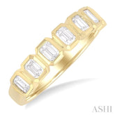 1 Ctw 7-Stone Bezel Set Emerald Cut Diamond Fashion Band in 14K Yellow Gold