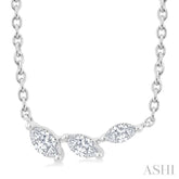 1/6 Ctw Graduated Marquise Cut Diamond Fashion Necklace in 14K White Gold