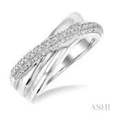 1/8 Ctw Bold Criss-Cross Round Cut Diamond Fashion Band in Sterling Silver
