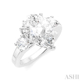 1/2 Ctw Tri-Mount Pear Shape Round Cut Diamond Semi-Mount Engagement Ring in 14K White Gold
