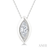 1/3 Ctw Bezel Set Marquise Cut Diamond Bubble Fashion Pendant With Chain in 14K White Gold