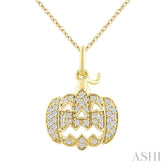 1/6 Ctw Petite Pumpkin Single Cut Diamond Fashion Pendant With Chain in 10K Yellow Gold