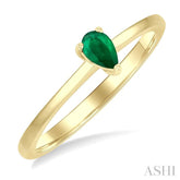 5x3 MM Pear shape Emerald Precious Solitaire Ring in 14K Yellow Gold