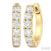 1 Ctw Round Cut Diamond Hoop Earrings in 14K Yellow Gold