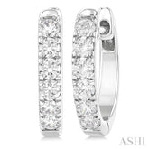 1/2 Ctw Round Cut Diamond Hoop Earrings in 14K White Gold