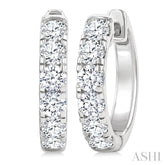 1 Ctw Round Cut Diamond Hoop Earrings in 14K White Gold