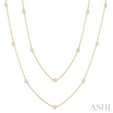 1 Ctw Bezel Set Round Cut Diamond Station Long Necklace in 14K Yellow Gold