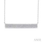 1/4 Ctw Bar Triple Row Round Cut Diamond Necklace in 10K White Gold
