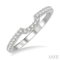 1/6 Ctw U-Shape Center Round Cut Diamond Wedding Band in 14K White Gold