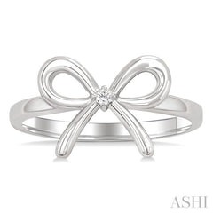 1/50 Ctw Bow Tie Round Cut Diamond Fashion Ring in Sterling Silver