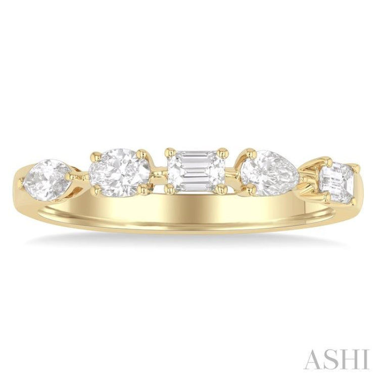 1/2 Ctw Mixed Shape Diamond Cut Fashion Band in 14K Yellow Gold