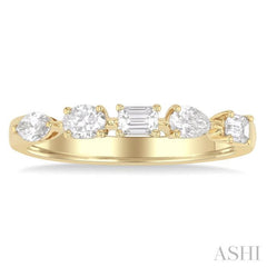 1/2 Ctw Mixed Shape Diamond Cut Fashion Band in 14K Yellow Gold