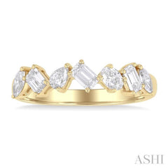 3/4 Ctw Mixed Shape Diamond Cut Fashion Band in 14K Yellow Gold