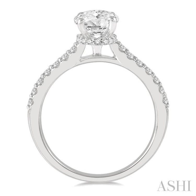 1/3 Ctw Oval Shape Round Cut Diamond Semi-Mount Diamond Engagement Ring in 14K White Gold