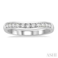 1/3 Ctw Round Cut Diamond Inlay Wedding Band in 14K White Gold