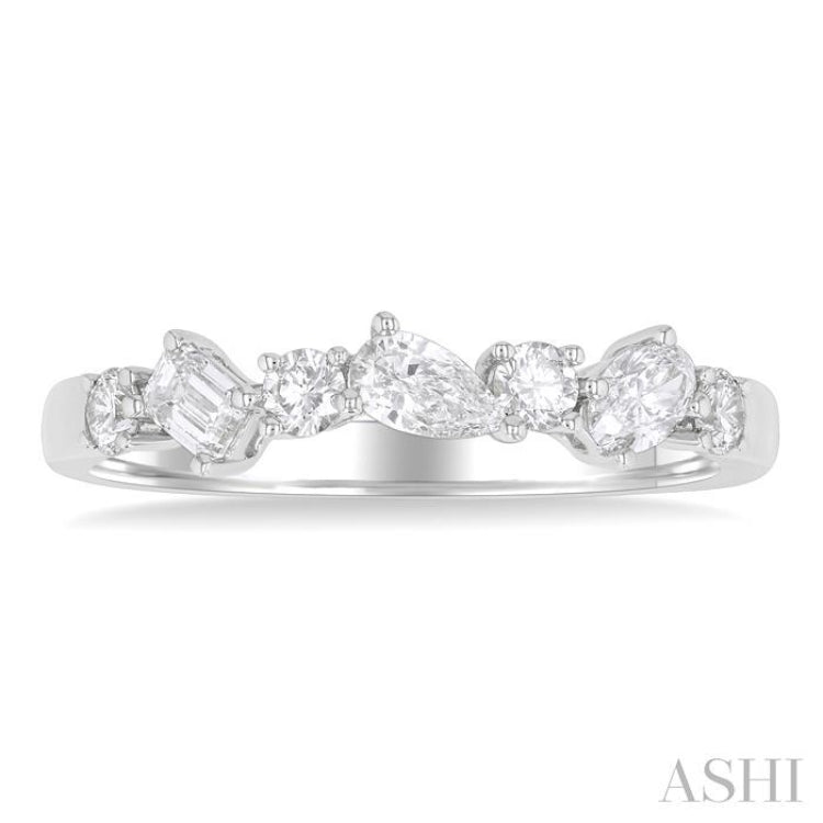 5/8 Ctw Mixed Shape Diamond Cut Fashion Band in 14K White Gold