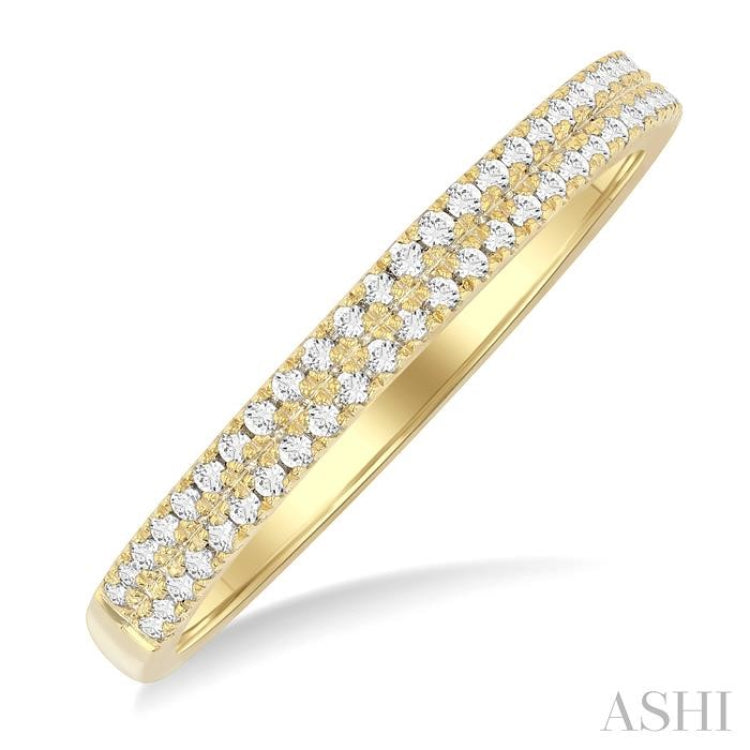 1/5 Ctw Double Row Round Cut Diamond Fashion Ring in 10K Yellow Gold