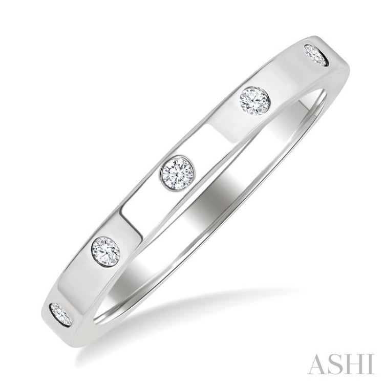 1/10 Ctw Flush Bezel Set Diamond Fashion Band in 10K White Gold