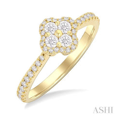 1/2 Ctw Clover Round Cut Diamond Fashion Ring in 14K Yellow Gold