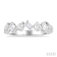 3/4 Ctw Mixed Shape Diamond Cut Fashion Band in 14K White Gold