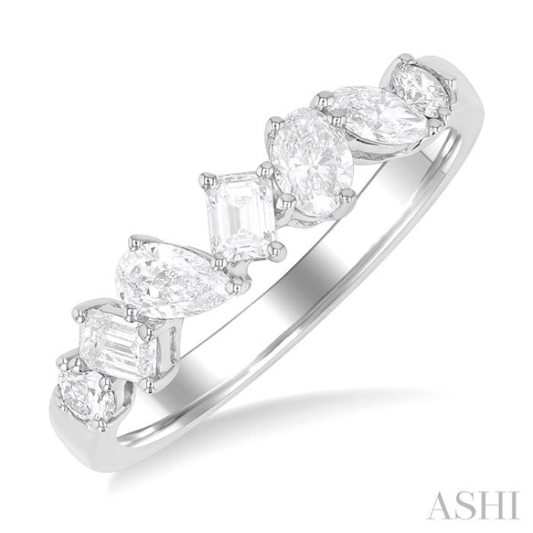 3/4 Ctw Mixed Cut Diamond Fashion Band in 14K White Gold