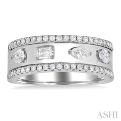 5/8 Ctw Mixed Shape Cut Diamond Fashion Wide Band in 14K White Gold