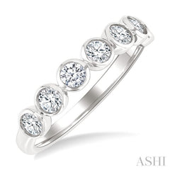 3/4 Ctw Bezel Set Round Cut Diamond Band in 14K White Gold