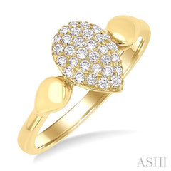 1/4 Ctw Pear Shape Pave Set Round Cut Diamond Ring in 10K Yellow Gold