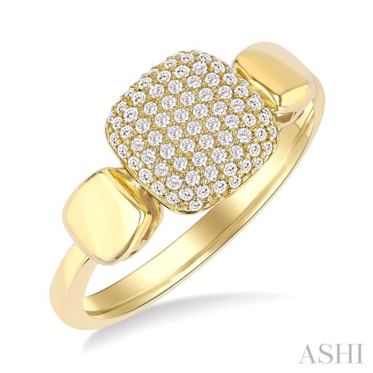 1/4 Ctw Cushion Shape Mount Pave Set Round Cut Diamond Ring in 10K Yellow Gold