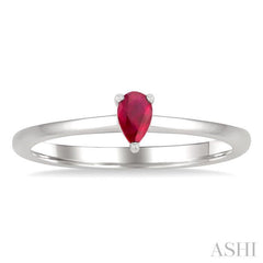 5x3 MM Pear Shape Ruby Precious Solitaire Ring in 14K White Gold
